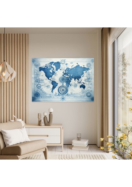 Retro Tasarım Dünya Haritası Kanvas Tablo - Dünya Haritası Kanvas Tablo Duvar Sanatı Haritacılık modelleri