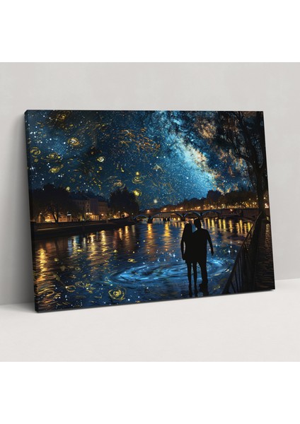 Vincent Van Gogh'un Rhone Üzerinde Yıldızlı Gece Kanvas Tablosu - Ev Dekorasyonu Kanvas Duvar Sanatı