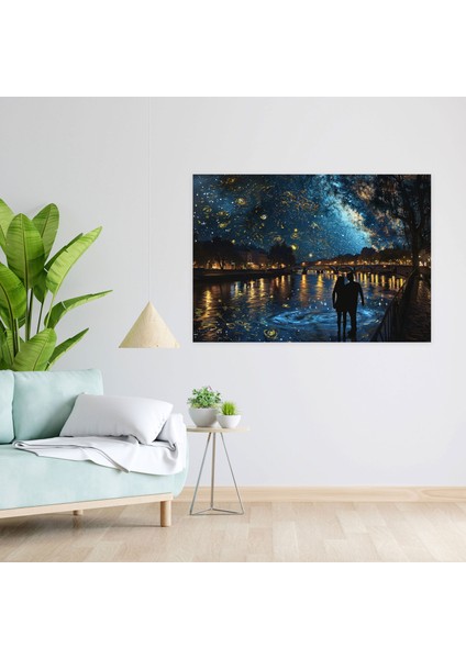 Vincent Van Gogh'un Rhone Üzerinde Yıldızlı Gece Kanvas Tablosu - Ev Dekorasyonu Kanvas Duvar Sanatı modelleri