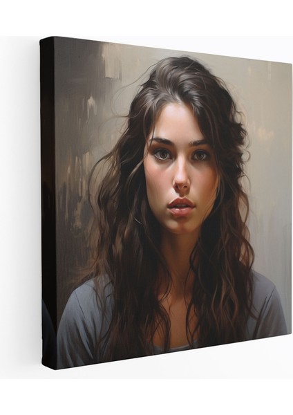 Kadın Kanvas Tablo - Gerçekçi Portre Duvar Sanatı - Kadın Insanlık Duvar Sanatı Hafif Ifadeler
