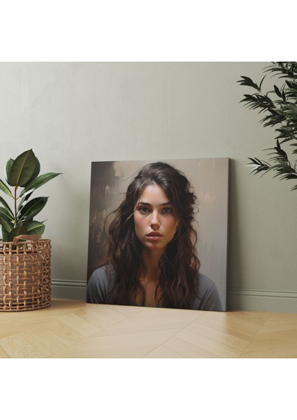 Kadın Kanvas Tablo - Gerçekçi Portre Duvar Sanatı - Kadın Insanlık Duvar Sanatı Hafif Ifadeler fiyatları