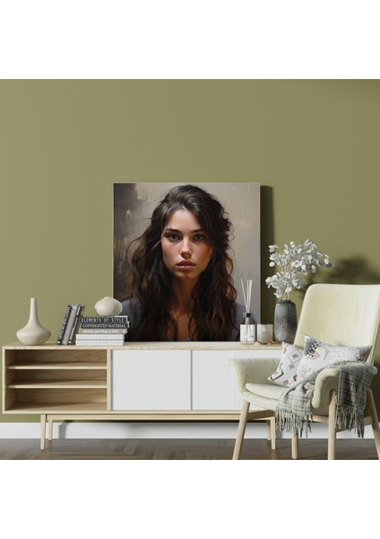 Kadın Kanvas Tablo - Gerçekçi Portre Duvar Sanatı - Kadın Insanlık Duvar Sanatı Hafif Ifadeler modelleri