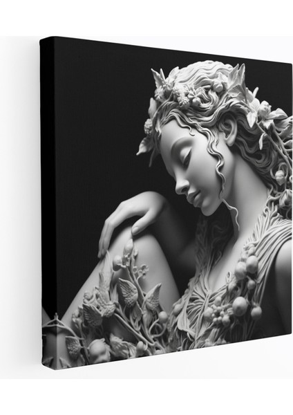 Rönesans Esintili Siyah Beyaz Bir Heykelin Kanvas Tablosu - Rönesans Güzellik Ev Dekorasyonu