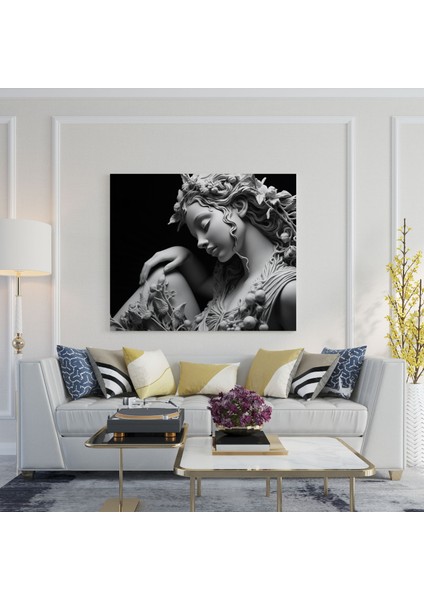 Rönesans Esintili Siyah Beyaz Bir Heykelin Kanvas Tablosu - Rönesans Güzellik Ev Dekorasyonu fiyatları