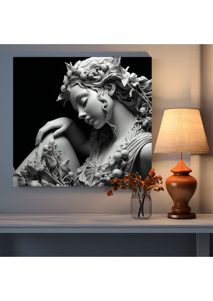Rönesans Esintili Siyah Beyaz Bir Heykelin Kanvas Tablosu - Rönesans Güzellik Ev Dekorasyonu modelleri