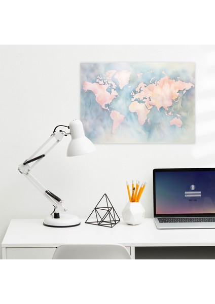 Su Boyası Dünya Haritası Kanvas Tablo - Dünya Haritası Kanvas Duvar Sanatı Kanvas. modelleri