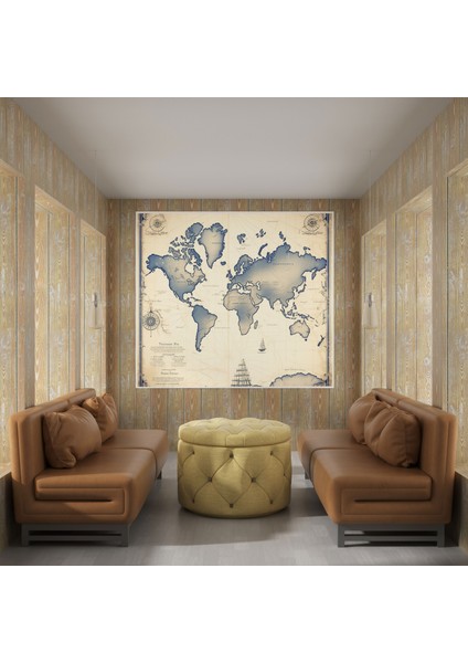 Macera Dünya Haritası Kanvas Tablo - Dünya Haritası Keşif Kanvas Duvar Dekorasyonu fiyatları