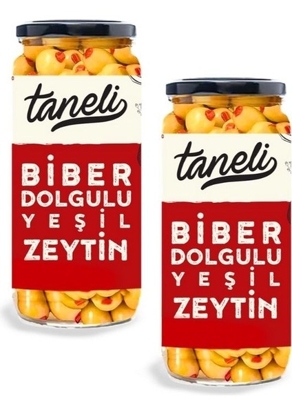 2'li Biber Dolgulu – Biberli Yeşil Zeytin 600 gr (300 gr x 2)