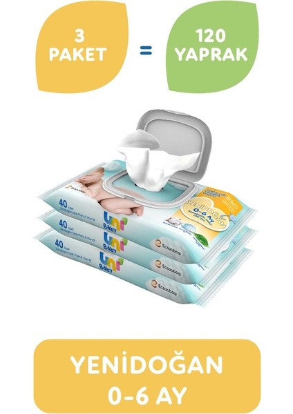 Uni Baby Yenidoğan Islak Havlu Mendil 3lü 120 Yaprak fiyatları