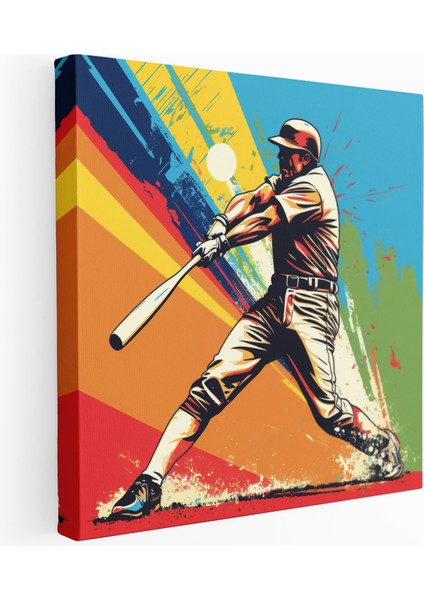 Renkli Beyzbol Ev Koşusu Kanvas Tablo