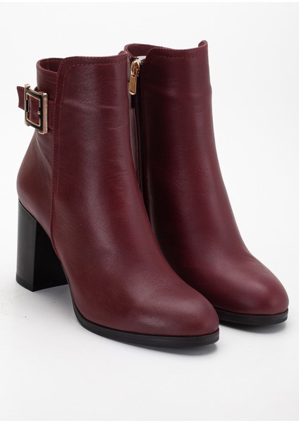 Kadın Hakiki Deri Tokalı Topuklu Bot - Bordo Şık Görünüm Ve Rahat Yürüyüş İçin fırsatları