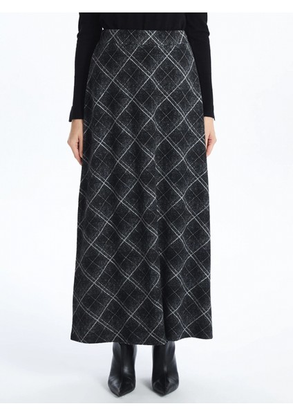 Lcw Grace Siyah Beli Lastikli Desenli Kadın Etek modelleri