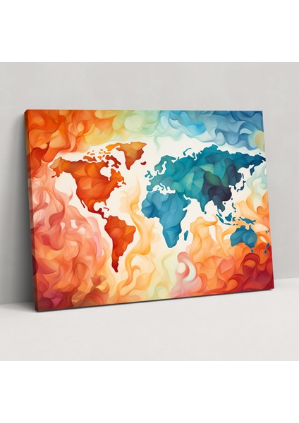 Soyut Dünya Haritası Duvar Sanatı - Dünya Haritası Duvar Sanatı Kanvas Tablo Sanatı