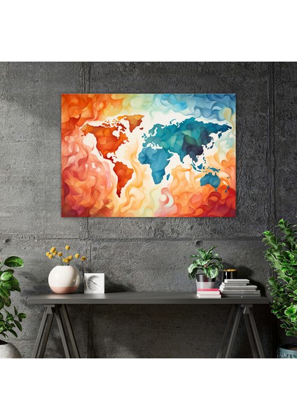 Soyut Dünya Haritası Duvar Sanatı - Dünya Haritası Duvar Sanatı Kanvas Tablo Sanatı modelleri