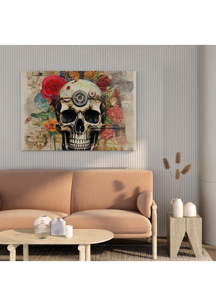 Vintage Koleksiyon Kafatası Duvar Sanatı Kanvas Tablo fiyatları