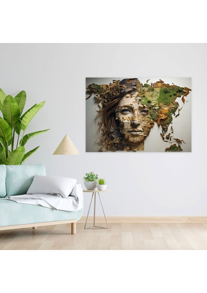 Fotoğraflı Dünya Haritası Kanvas Tablo - Dünya Haritası Duvar Dekorasyonu Etkileyici Tasarım Ev Dekorasyonu modelleri