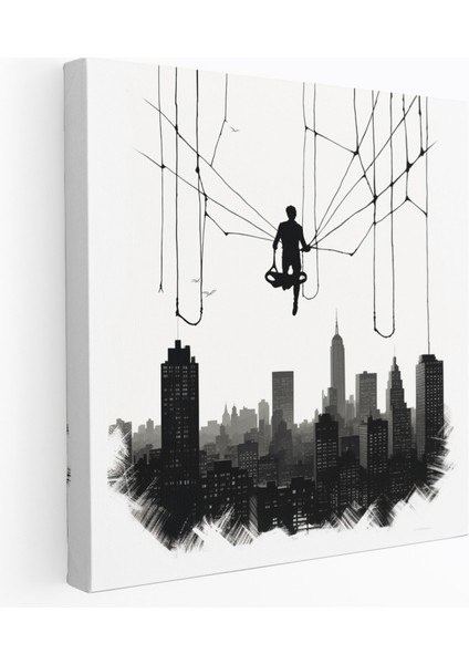 Spiderman Kanvas Tablo - Minimalist Siyah Beyaz Duvar Sanatı
