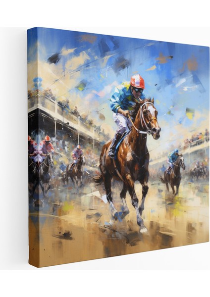 Canlı At Yarışı Kanvas Tablosu