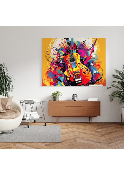 Müzik Notaları Gitar Pop Art Kanvas Tablo fiyatları