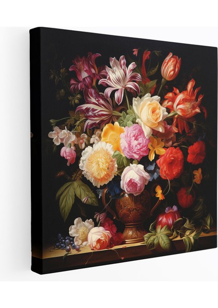 Rönesans Çiçekli Natürmort Kanvas Tablo - Ev Dekorasyonu Duvar Sanatı
