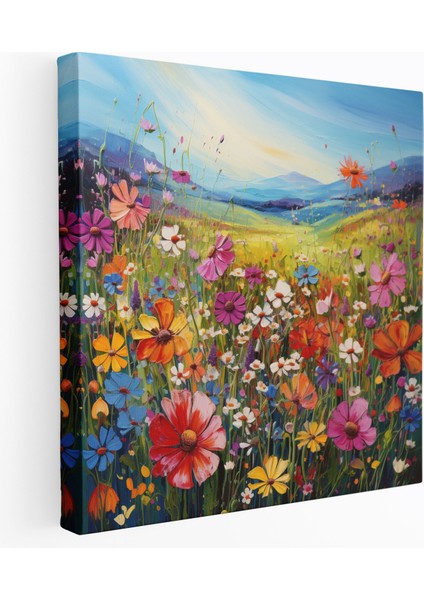 Gökkuşağı Çayırı Kanvas Tablo - Gökkuşağı Kanvas Duvar Sanatı Mutluluk Ev Dekorasyonu