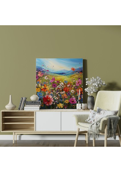 Gökkuşağı Çayırı Kanvas Tablo - Gökkuşağı Kanvas Duvar Sanatı Mutluluk Ev Dekorasyonu fiyatları