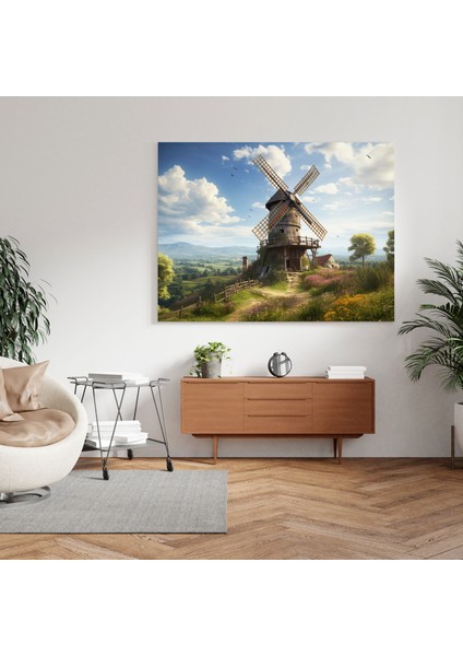 Rustik Rüzgar Değirmeni Kanvas Tablo - Vintage Dekorasyon Duvar Süsü modelleri