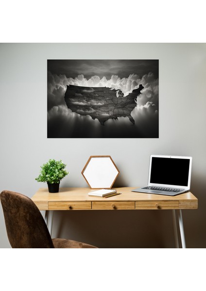 Amerika Birleşik Devletleri Harita Duvar Süsü - Kanvas Tablo Şıklık fiyatları