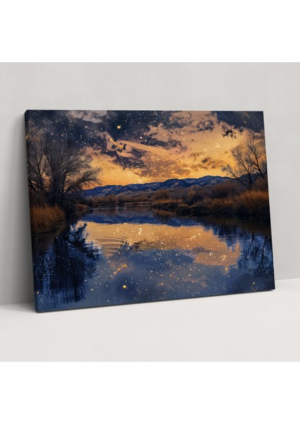 Vincent Van Gogh Yıldızlı Gece Nehir Duvar Sanatı - Kanvas Tablo Duvar Sanatı