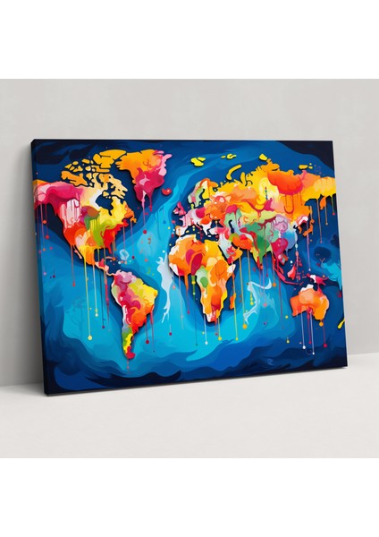 Pop Art Dünya Haritası Duvar Sanatı - Dünya Haritası Pop Art Ev Dekorasyonu Duvar Dekorasyonu