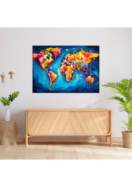 Pop Art Dünya Haritası Duvar Sanatı - Dünya Haritası Pop Art Ev Dekorasyonu Duvar Dekorasyonu fiyatları