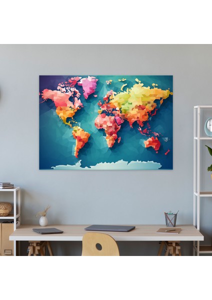 Piksel Sanat Dünya Haritası Duvar Dekorasyonu - Dünya Haritası Duvar Sanatı Kanvas Tablo Nostalji fiyatları