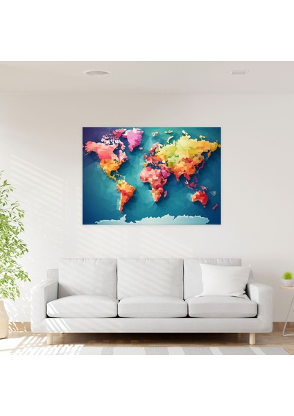 Piksel Sanat Dünya Haritası Duvar Dekorasyonu - Dünya Haritası Duvar Sanatı Kanvas Tablo Nostalji modelleri
