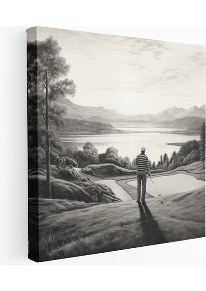 Gerçekçi Golf Sahası Güneş Doğuşu Kanvas Tablo