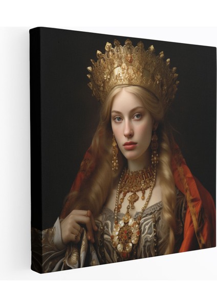 Rönesans Duvar Dekorasyonu - Asil Kraliçe Portresi - Duvar Sanatı Kanvas Tablo