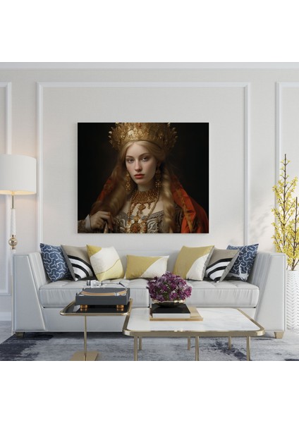Rönesans Duvar Dekorasyonu - Asil Kraliçe Portresi - Duvar Sanatı Kanvas Tablo modelleri