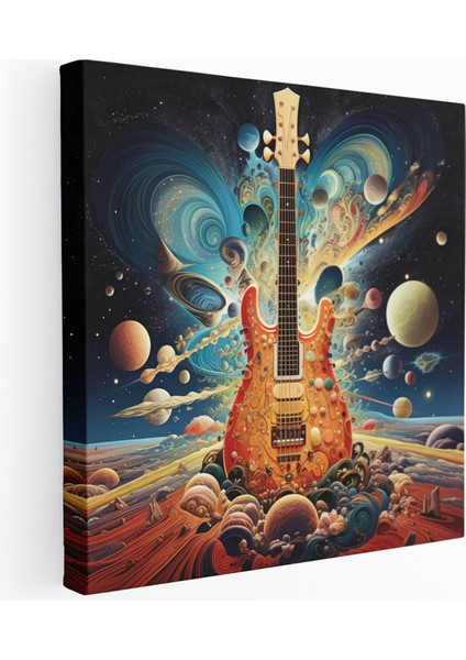 Kozmik Gitar Kolaj Kanvas Tablo Baskı