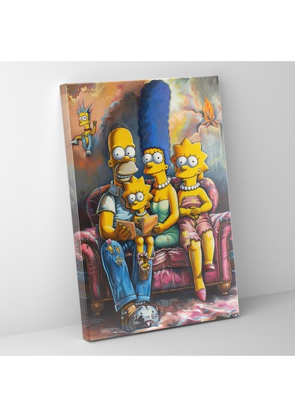 The Simpsons Kanvas Tablo - Klasik El Boyaması Portre - The Simpsons Kanvas Duvar Sanatı Ev Dekorasyonu Simpson Ailesi