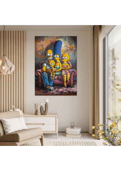 The Simpsons Kanvas Tablo - Klasik El Boyaması Portre - The Simpsons Kanvas Duvar Sanatı Ev Dekorasyonu Simpson Ailesi modelleri