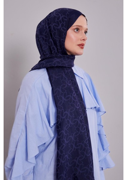 Lacivert Geometrik Desen Grazia Şal