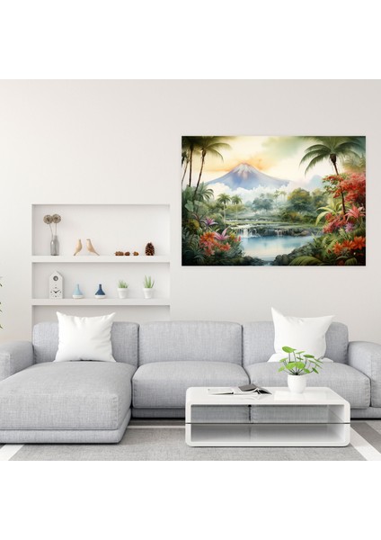 Tropikal Volkan Duvar Sanatı - Kanvas Tablo Volkan Tablo Baskısı modelleri