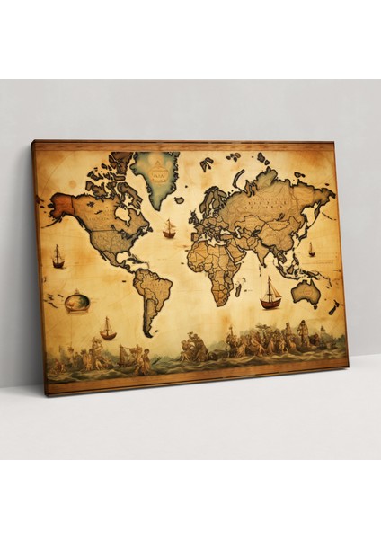 Eski Dünya Haritası Duvar Dekorasyonu - Dünya Haritası Duvar Dekorasyonu Dokular Detaylar