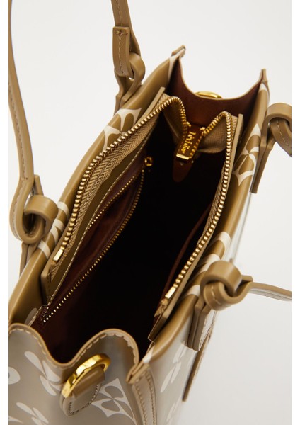 Yeşil Baskılı Sembol Desen El Çantası modelleri