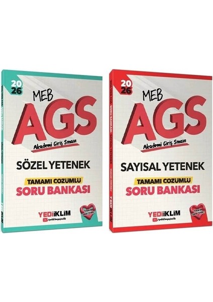 Yediiklim 2026 Meb-Ags Sözel + Sayısal Yetenek Soru Bankası 2 Li Set