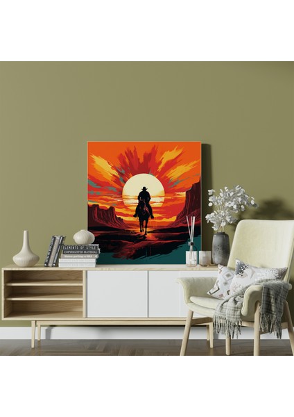 Günbatımı Binici Kanvas Tablo fiyatları