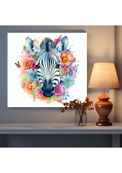 Oyunbaz Suluboya Çizimi - Zebra Kanvas Tablo - Ev Dekorasyonu fiyatları