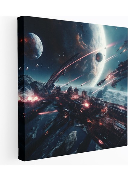 Yıldız Savaşları Kanvas Tablosu - Gelecek Odaklı Uzay Savaşı Duvar Sanatı