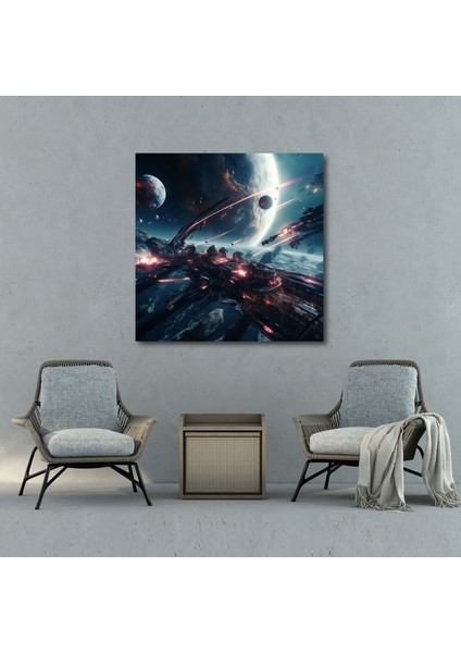 Yıldız Savaşları Kanvas Tablosu - Gelecek Odaklı Uzay Savaşı Duvar Sanatı fiyatları