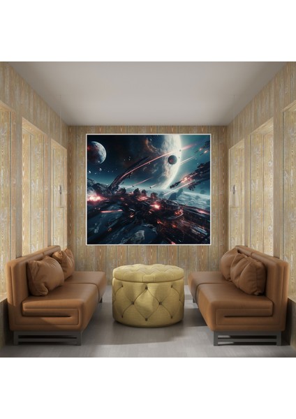 Yıldız Savaşları Kanvas Tablosu - Gelecek Odaklı Uzay Savaşı Duvar Sanatı modelleri