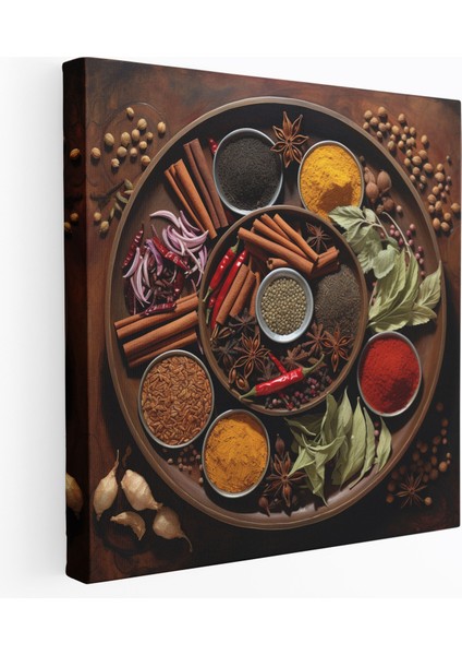 Aromatik Baharatlar ve Otlarlı Kanvas Tablo - Canlı Boyama Duvar Sanatı Ev Dekorasyonu